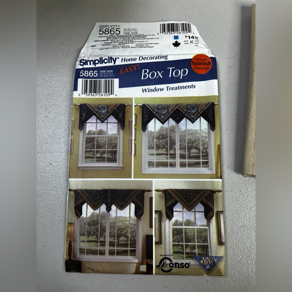 Simplicity 5865 window treatment sewing pattern-NEW-UNCUT inc Spanish info